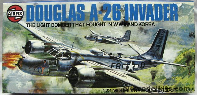 Airfix 1/72 A-26B or A-26C Invader - Gun or Solid Nose - Japan Issue, X501-900 plastic model kit